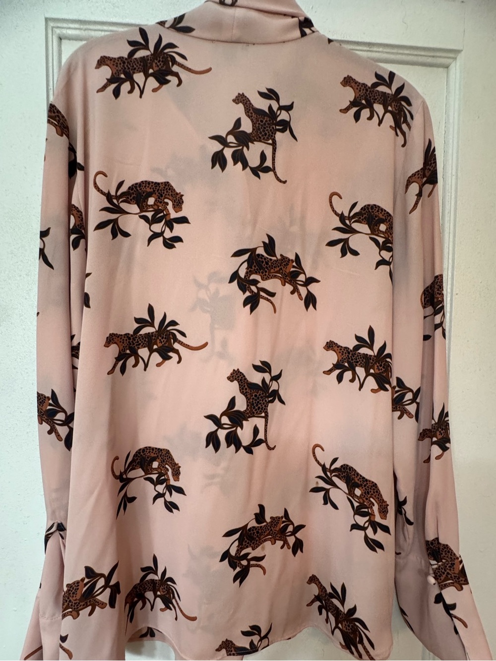 Ann Taylor Pink Tie-Neck Leopard Print Blouse - Picture 6 of 6